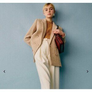 NWT SEZANE MICHELE JACKET Mottled Beige Texture dots WOOL blazer SZ4 36 bust38